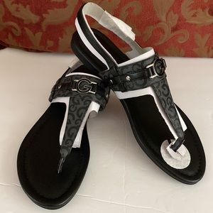 GBG Los Angeles monogram black /gray sandals size 9M strap with buckle closure 🌹